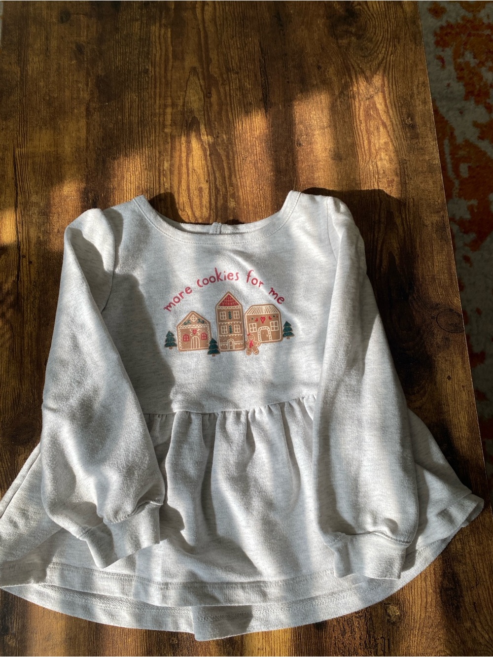 Carter's Grey Long-Sleeve Dress with Pink and Brown Holiday Houses